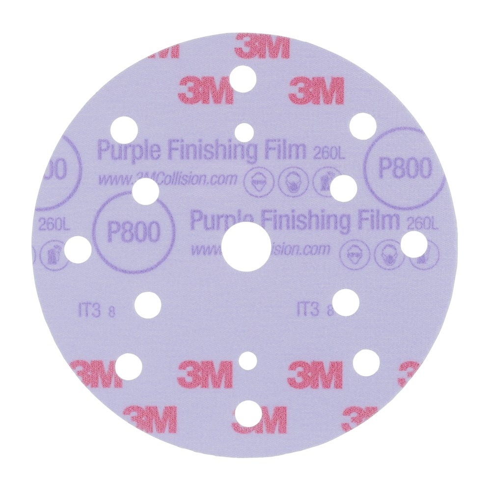 3M Hookit Purple Finish Film Schuurschijf 260L+ 150mm 15 Gaten (5)