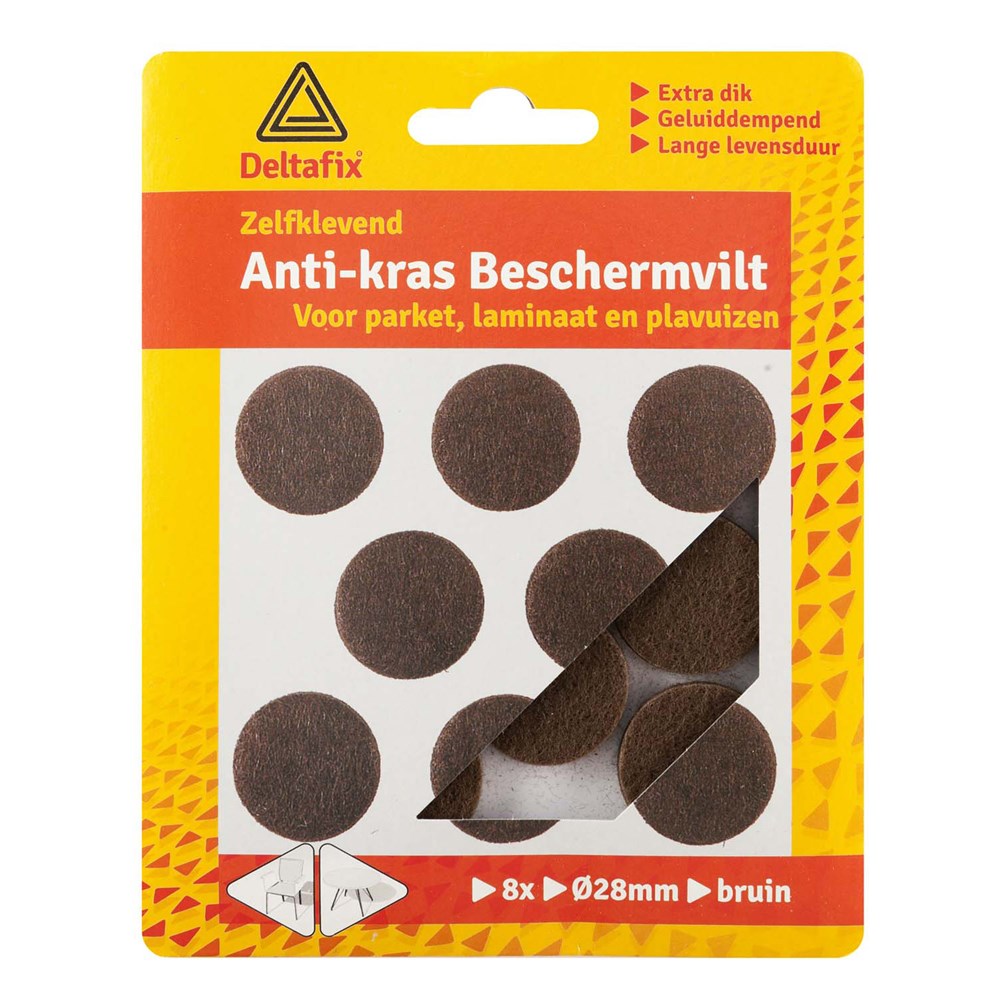 Deltafix anti-krasvilt rond bruin 28 mm 8 stuks