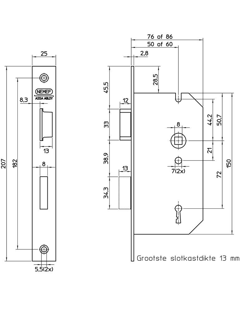 deurslot insteek d&n klavier nemef-2 deurslot insteek d&n klavier nemef-2