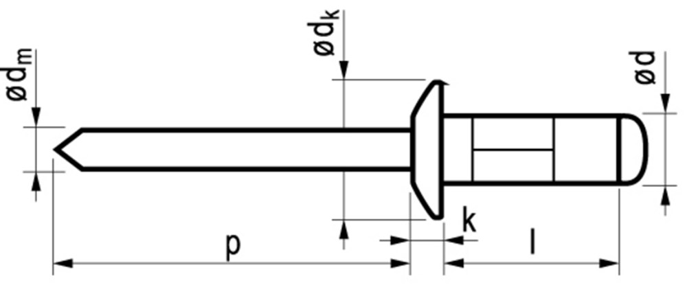 Afbeelding voor Witte nagel alu/st bk 4.0x6.0mm (boren 4.1mm - klem 0.5-2.5mm)