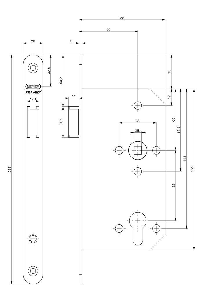 deurslot insteek centraal nemef-2 deurslot insteek centraal nemef-2