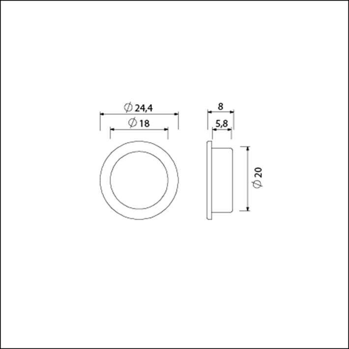 T-kruklagering diameter 20mm standaard