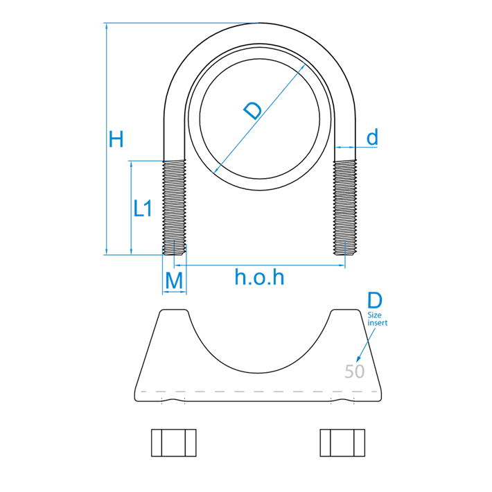 Pijpklemmen compleet tekening | Pipe clamps complete drawing | Bügelschellen komplett Zeichnung | Brides d’étrier complètes plan