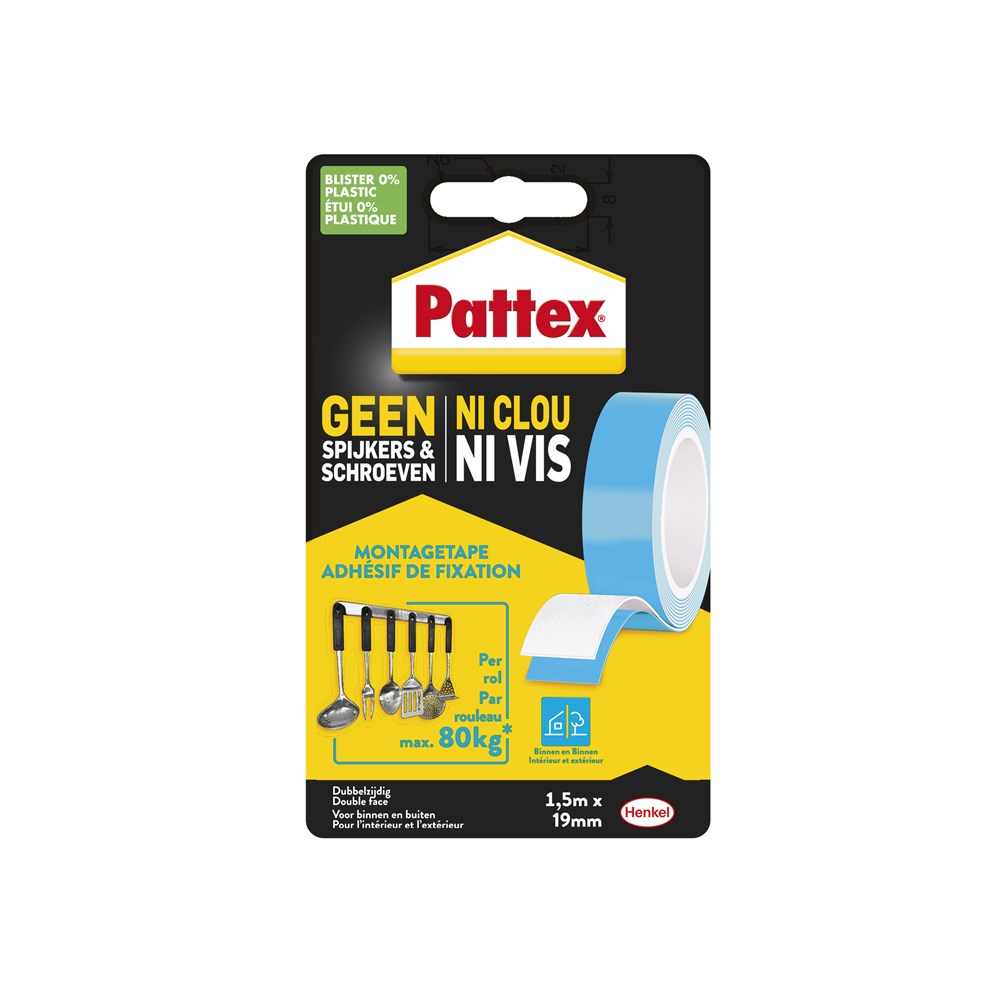 Pattex geen spijkers en schroeven montage tape 80kg (1)