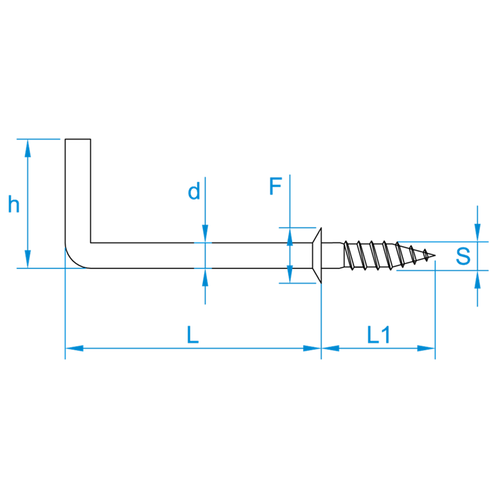 Schroefduimen met borst tekening | Shouldered square hooks drawing | Gerade Schraubhaken mit Beffe Zeichnung | Gonds à vis avec embase plan