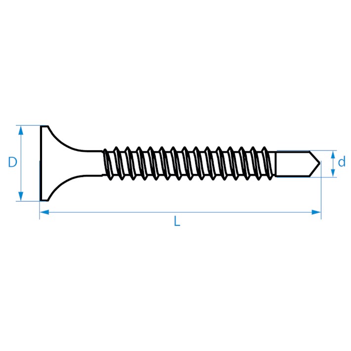 Zelfborende schroeven trompetkop tekening | Selfdrilling screws selfdrilling bugle head drawing | Selbstbohrende Schrauben Trompetenkopf Zeichnung | Vis autoforantes tête trompette plan