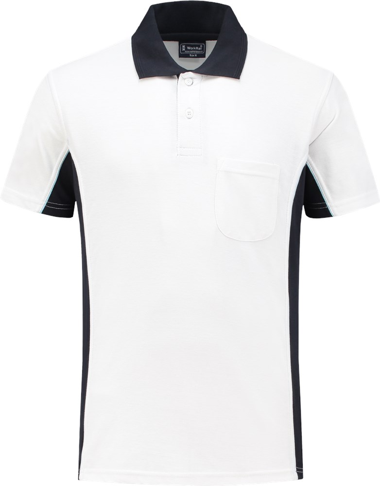 Afbeelding voor Wm poloshirt/bc white/navy