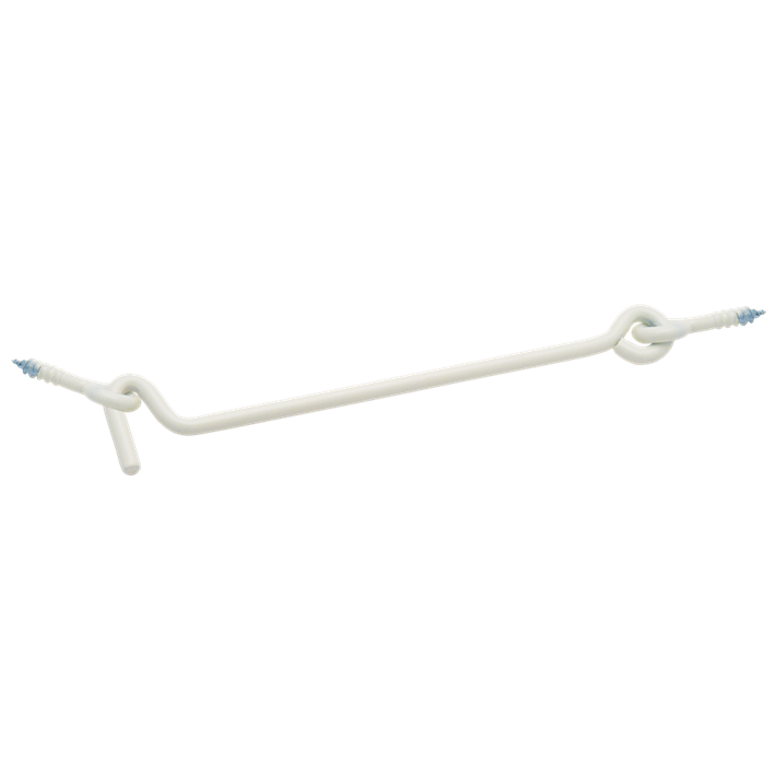 Windhaken met 2 schroefogen ijzer epox wit | Gate hooks with 2 screw eyes iron epox white | Sturmhaken mit 2 Ösen Eisen Epox weiß | Crochets de contrevent avec 2 pitons acier epox blanc