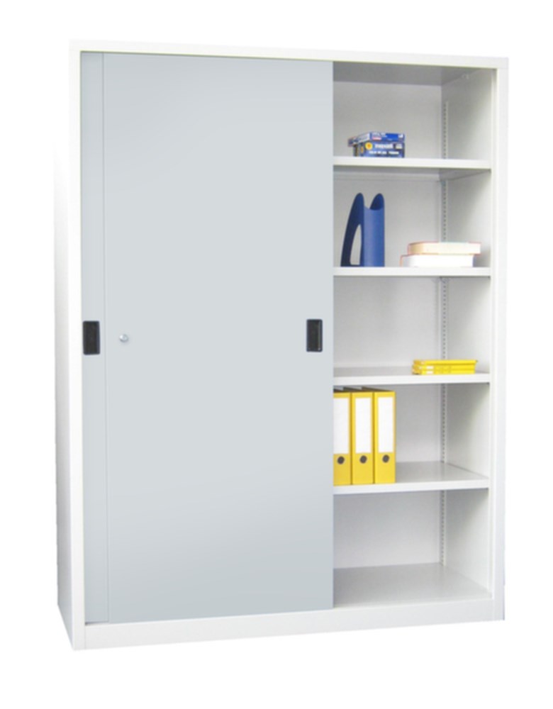 basis, kantoor, schuifdeur, 1950 mm, 1500 mm, 500 mm, 5 stuks, legborden, 2 stuks, 80 kg, RAL7035 lichtgrijs, RAL7035 lichtgrijs, poedercoating, poedercoating, drukcilinderslot, sokkel, staal, 17 mm, poedercoating, ja, ja, verzonken greep, nee, 104 kg i0000043180.jpg