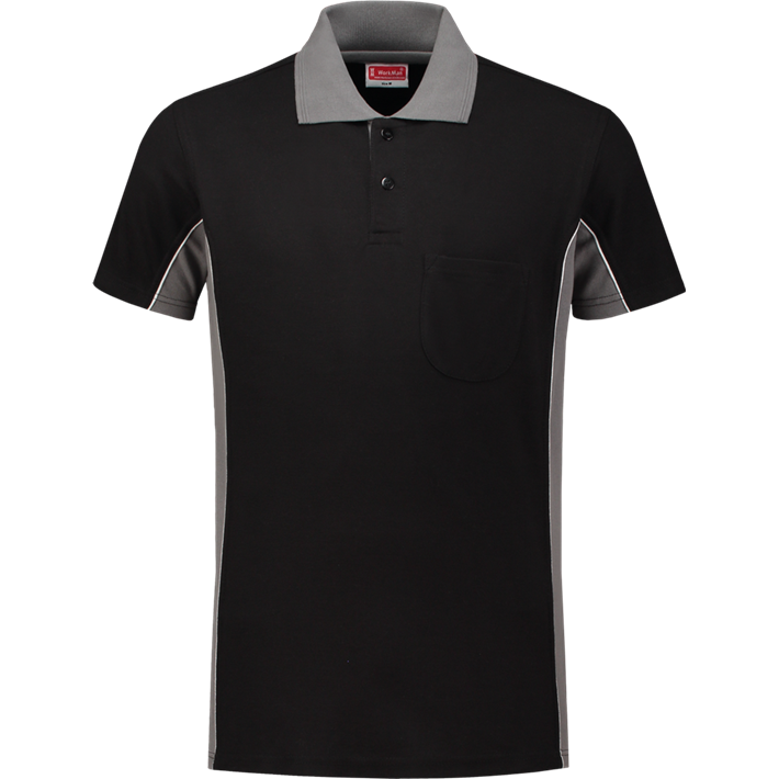 1406-H-Front-WorkMan-Professional-Workwear-Bi-Colour-Polo-Shirt-ZWART-GRIJS.jpg