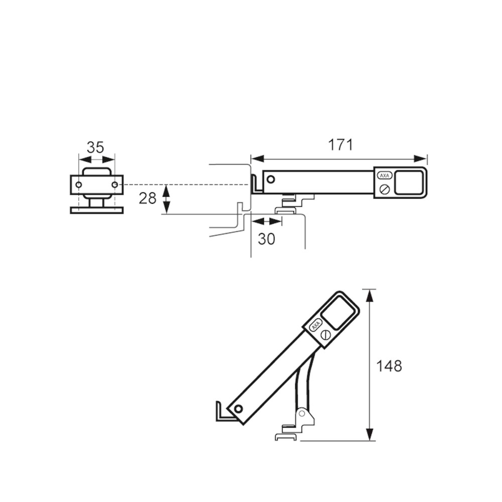 combi-uitzetter AXAflex de Luxe product maattekening 2450-20.png