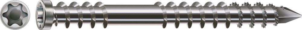Vlonderschroef cilinderkop torx, rvs A4