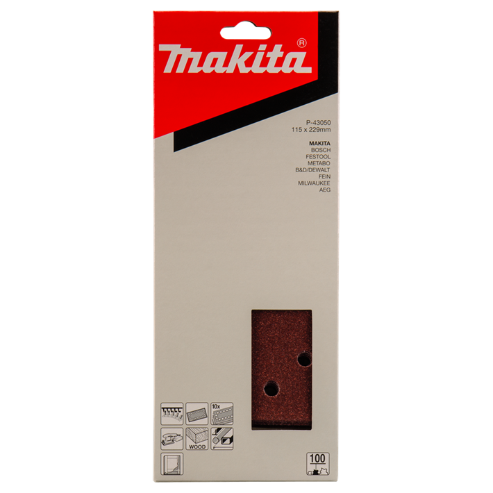 Afbeelding Makita schuurvel k100 115x228 red v. P-43050