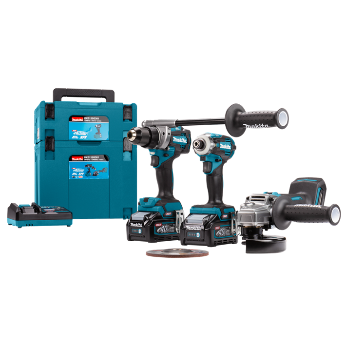 Afbeelding Makita 40 v max combiset boren, (slag)schroeven en slijpen DK0125G301