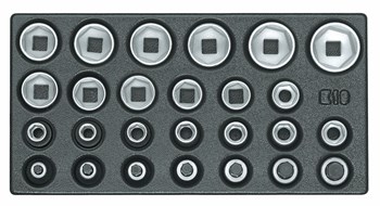 Set dopsleutels 6-kant 1/2" in 1/3 gereedschapsmodule Set dopsleutels 6-kant 1/2" in 1/3 gereedschapsmodule
