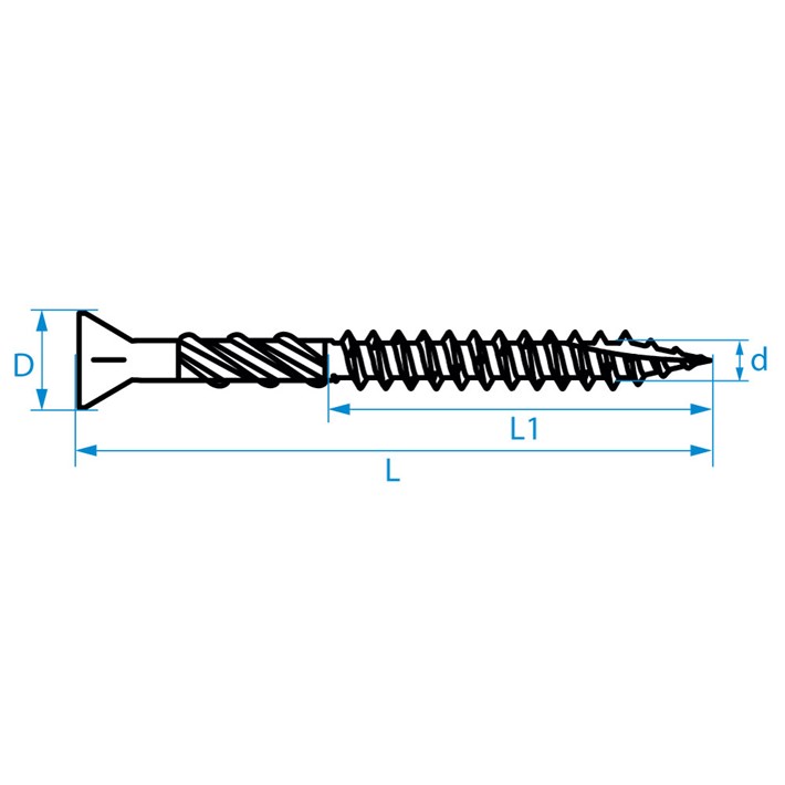 Vlonderschroeven tekening | Decking screws drawing | Terrassenschrauben Zeichnung | Vis pour lames de terrasse plan