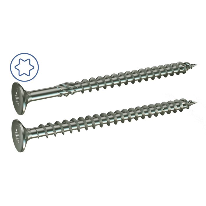 Chipboard screws countersunk head Torx (steel hardened zincplated)  SilverMate - GebuVolco