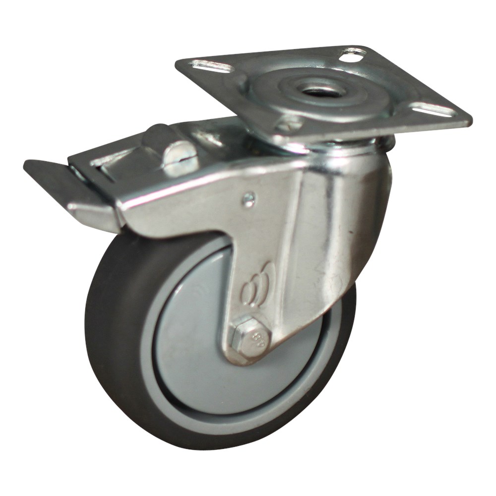 zwenkwiel grijs rubber met rem-2 zwenkwiel grijs rubber met rem-2