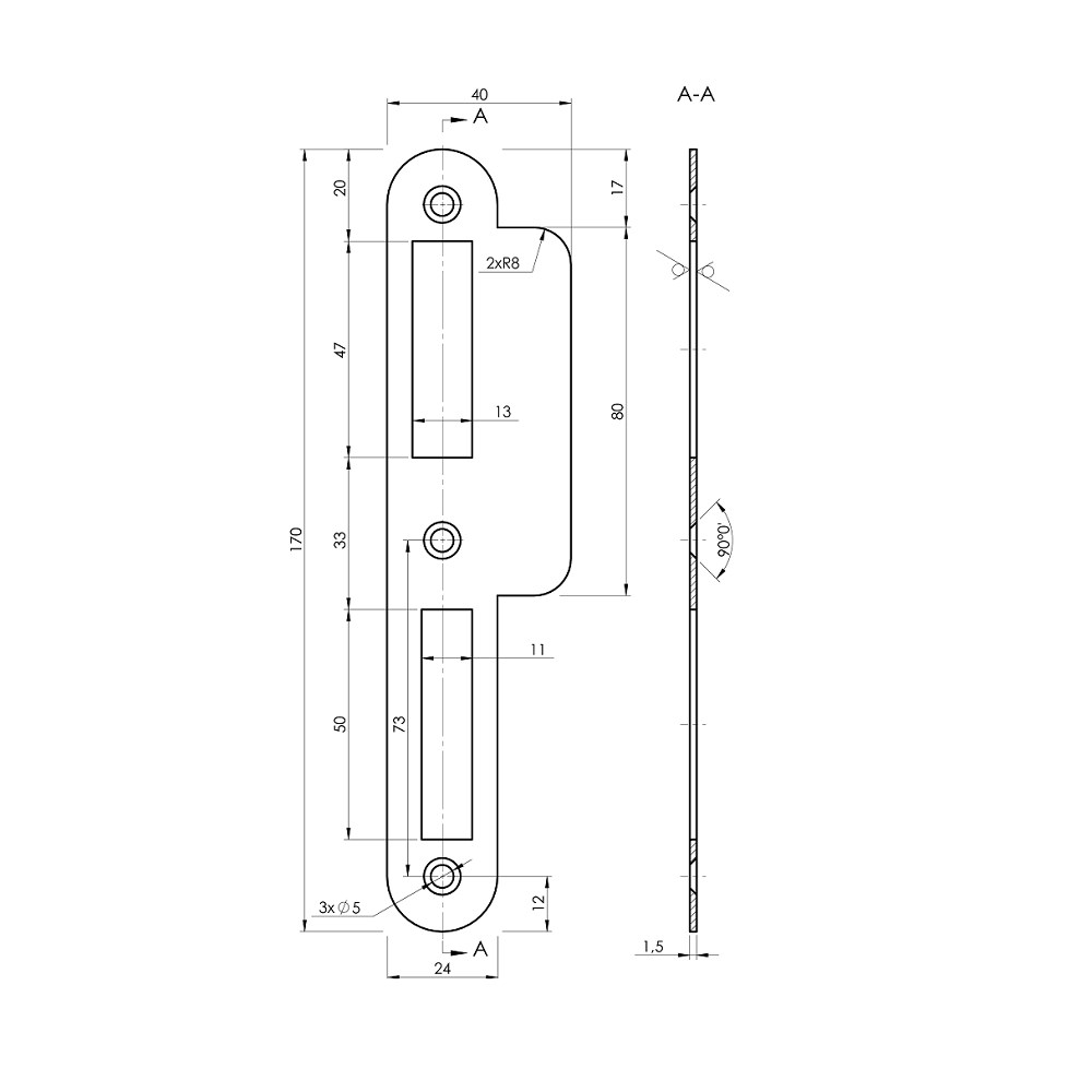 Afbeelding voor mauer 435 sl.plaat RVS Din Rs 435 D+N