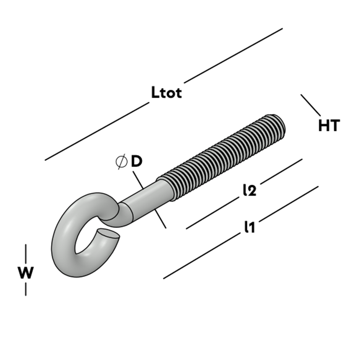 Afbeelding tekening GB schroefoog met metrisch draad ev