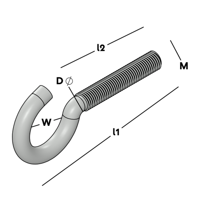 Afbeelding tekening GB schroefhaak metrisch draad ev