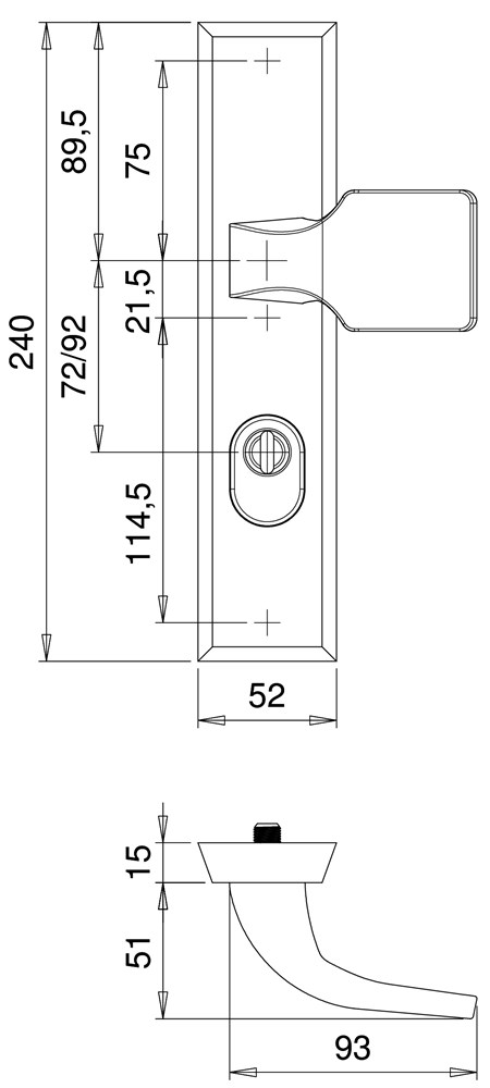 Dieckmann beslag met kerntrek SKG*** knop/kruk F2 PC 55mm D7011N