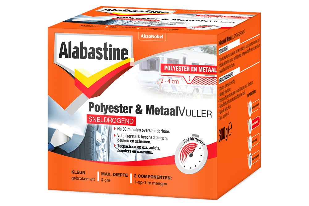Alabastine polyester en metaal vuller sneldrogend 300 gram (1)