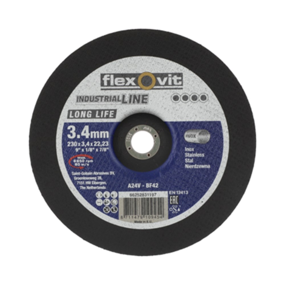 66252831197 Depressed center cutting off wheel Angle Grinder Flexovit LONG LIFE INOX 230x3.4x22.png