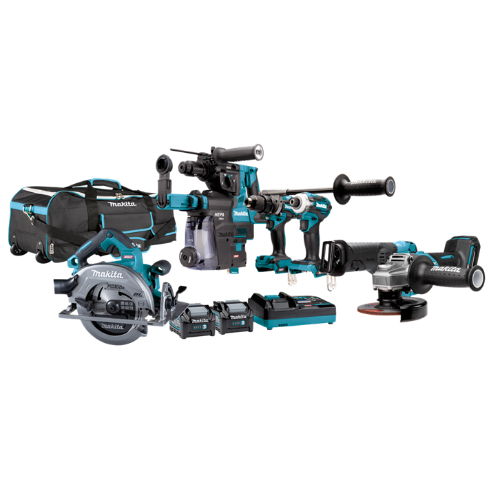 Afbeelding Makita 40 v max combiset boren, (slag)schroeven, slijpen en zagen DK0162G601