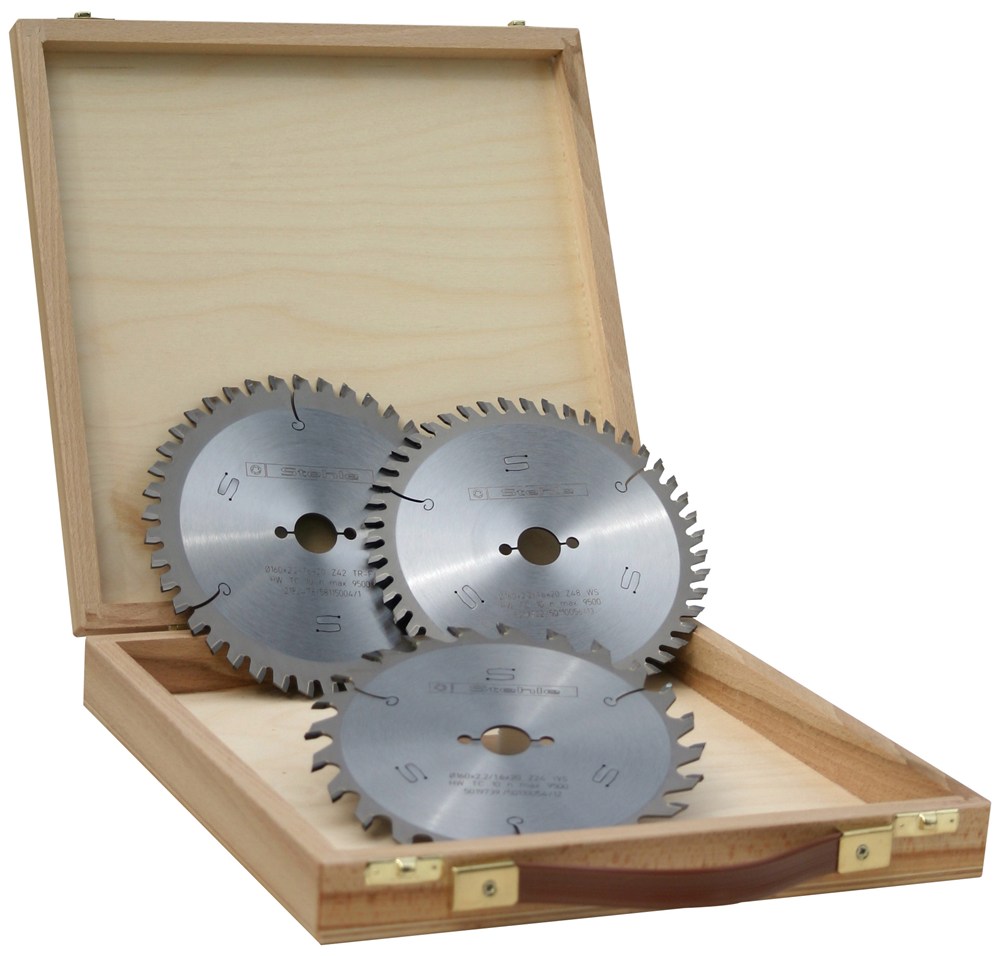 Afbeelding voor Zaagbladen hm 160x20mm 3dlg (2x blad hout, 1x blad alu)