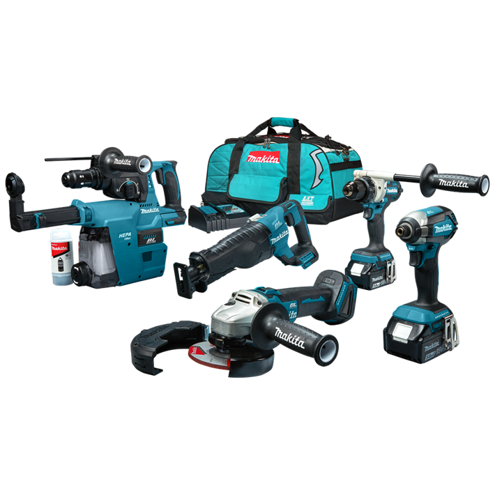 Afbeelding Makita 18 v combiset voor allround tot zwaar boor-, schroef-, zaag- en slijpwerk DLX5069TX1