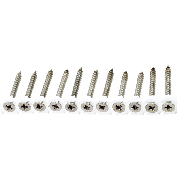 Spaanplaatschroeven op band platkop RVS A2 | Chipboard screws collated countersunk head | Spanplattenschrauben auf Band Senkkopf | Vis à bois tête fraisée sur bande