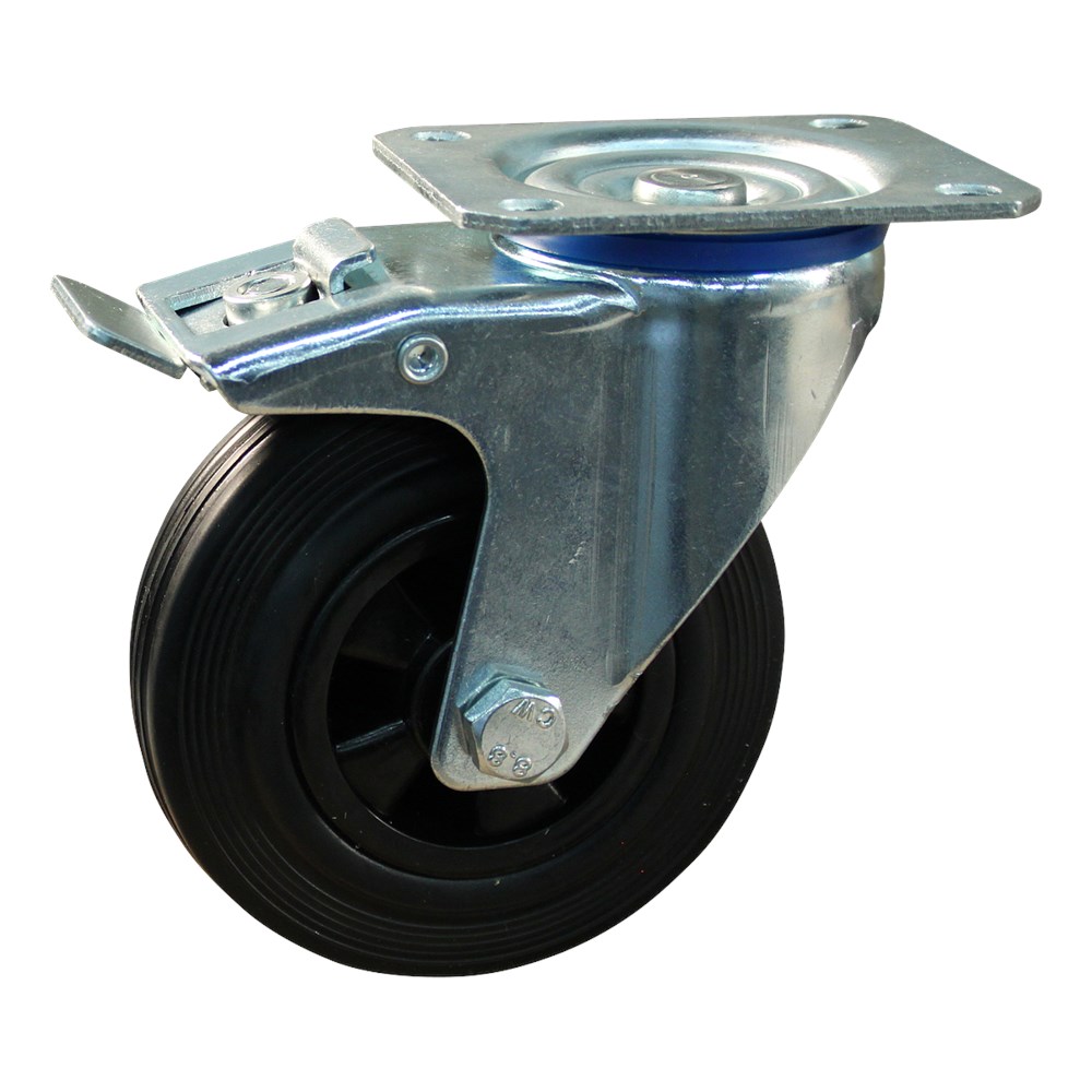 zwenkwiel zwart rubber met rem-2 zwenkwiel zwart rubber met rem-2