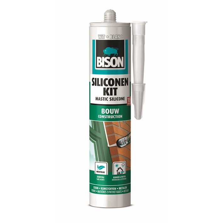 1491357 Bison Silicone Sealant Construction White Cartridge 300 ml NL/FR