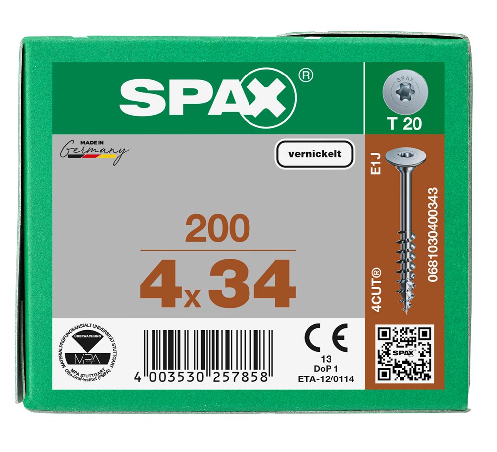 corpusschroef vernikkeld spax-6 corpusschroef vernikkeld spax-6