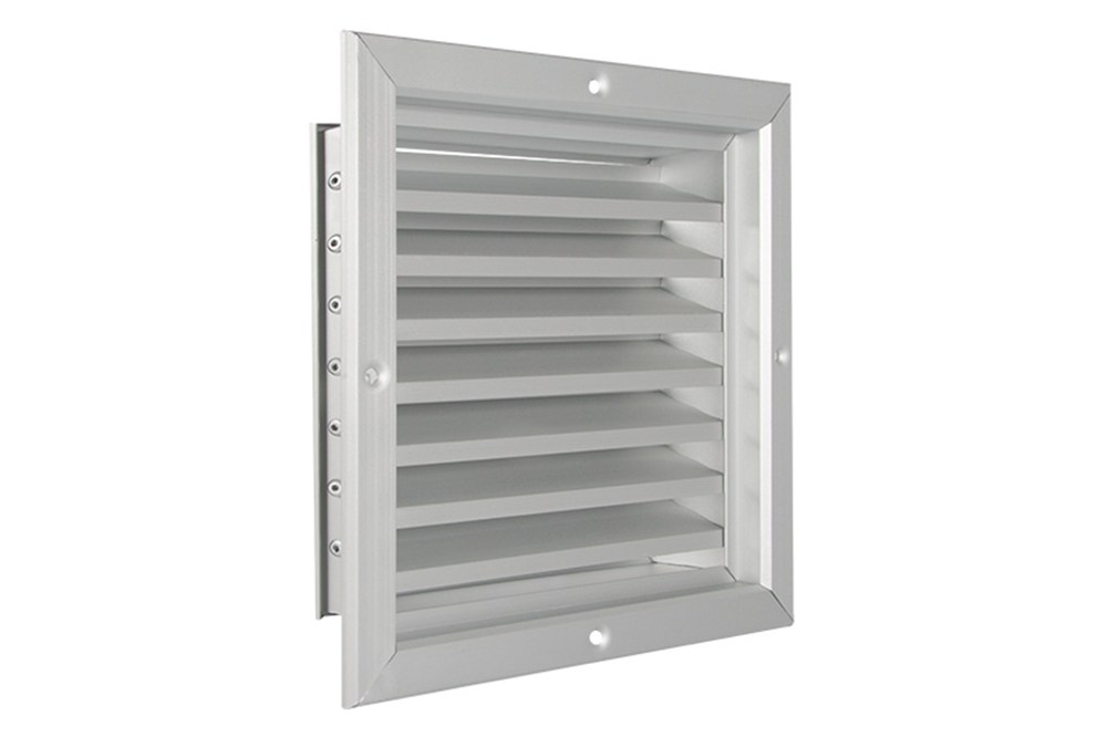 ALUMINIUM GEVELROOSTER 250 X 250MM MET VASTE LAMELLEN, GEANODISEERD