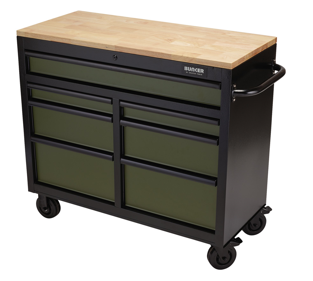 Bunker Workbench Roller Tool Cabinet (7 Drawers 41&quot; Green)