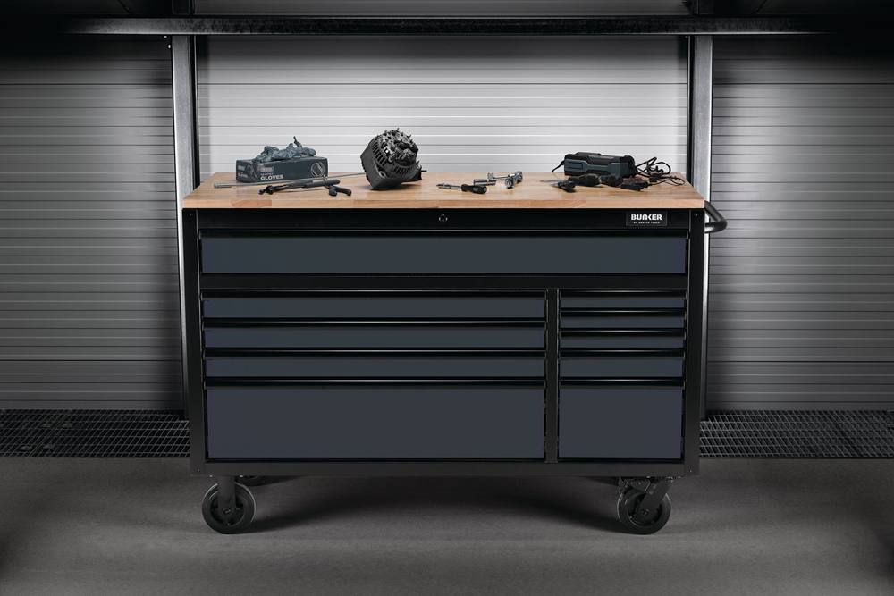 Bunker Workbench Roller Tool Cabinet (10 Drawers 56" Grey)