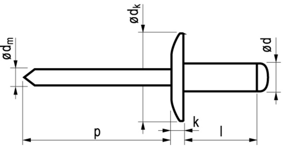 Blindklinknagel Grote Kop 4.8X24mm Kop16 | Klunder De IJzerwarenspecialist