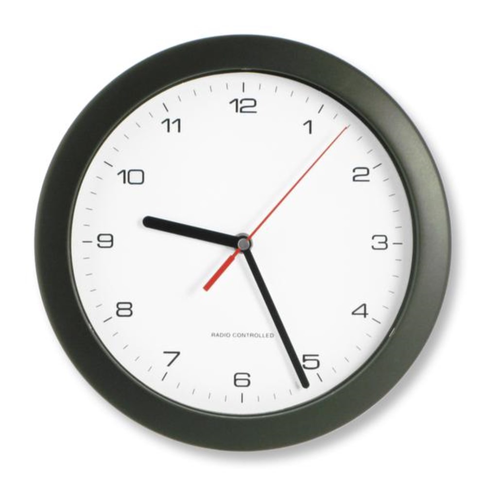 uur, wandklok, draadloos signaal, analoog, Arabische cijfers, nee, nee, 220 mm, batterijgebruik, kunststof, zwart, wit, 1 kg i0000002591.jpg