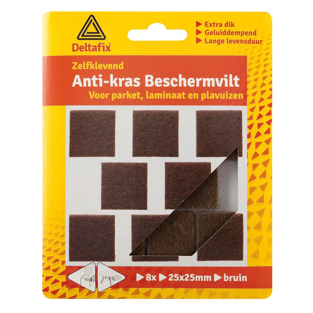 Deltafix anti-krasvilt bruin vierkant 25x25mm 8 stuks