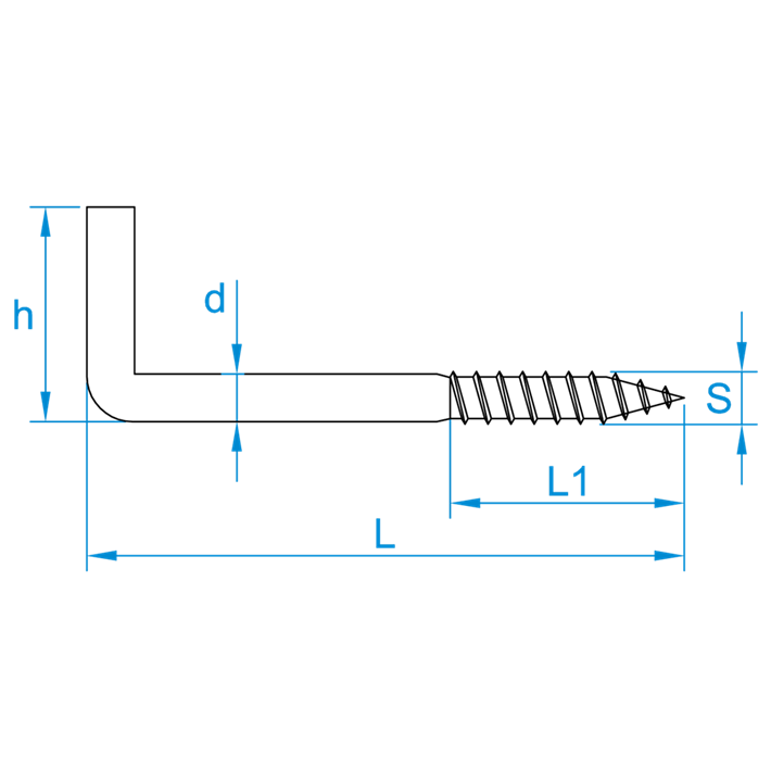 Schroefduimen tekening | Square hooks drawing | Gerade Schraubhaken Zeichnung | Gonds à vis plan