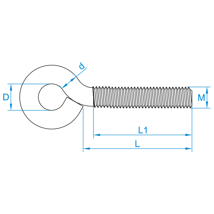 Schroefogen metrisch tekening | Screw eyes metric drawing | Ringschrauben Eisengewinde Zeichnung | Pitons filetage metrique plan