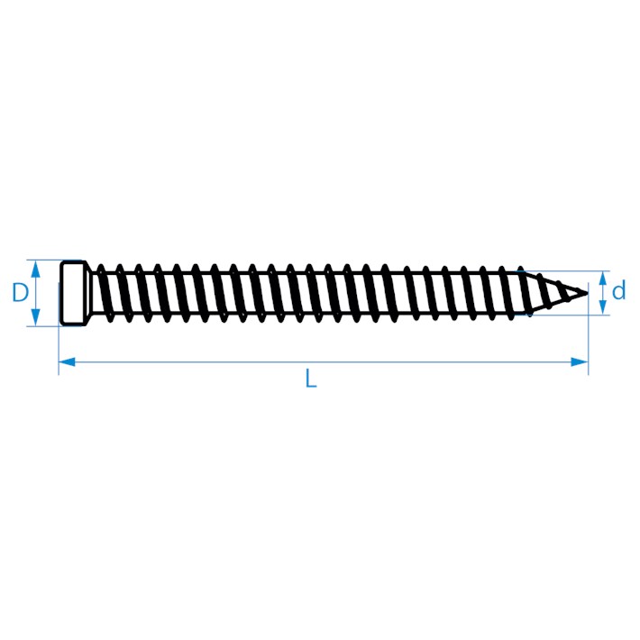 Kozijnschroeven cilinderkop tekening | Frame fixing screws small head drawing | Mauerschrauben Zylinderkopf Zeichnung | Vis cadre fenêtre tête étroite plan