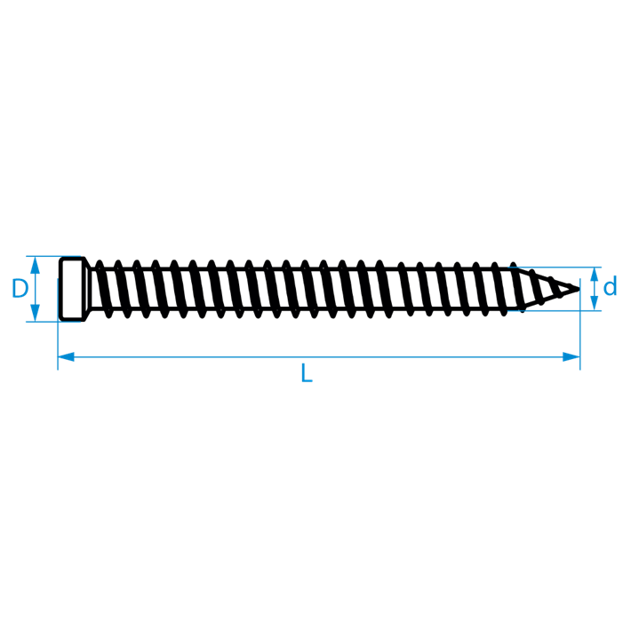 Kozijnschroeven cilinderkop tekening | Frame fixing screws small head drawing | Mauerschrauben Zylinderkopf Zeichnung | Vis cadre fenêtre tête étroite plan