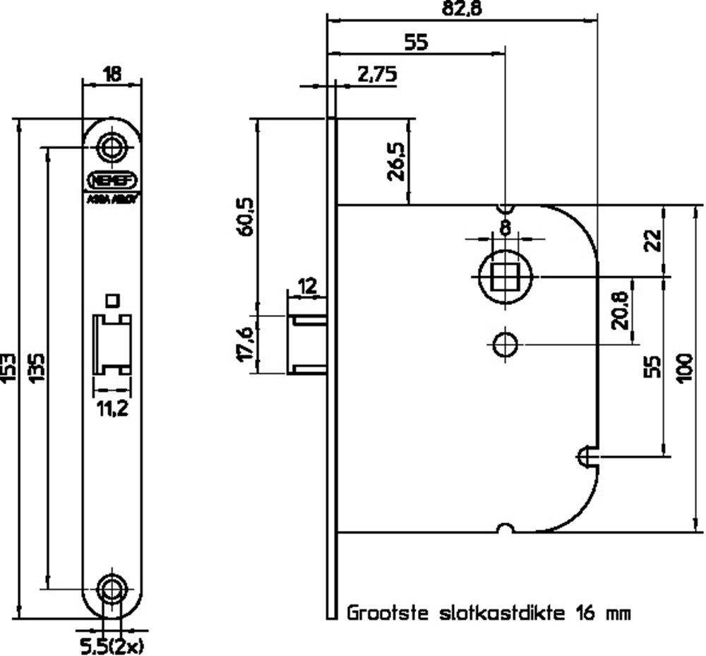 Afbeelding voor 1435-55 DR.1+3 bulk per 10 Loopslot 1435