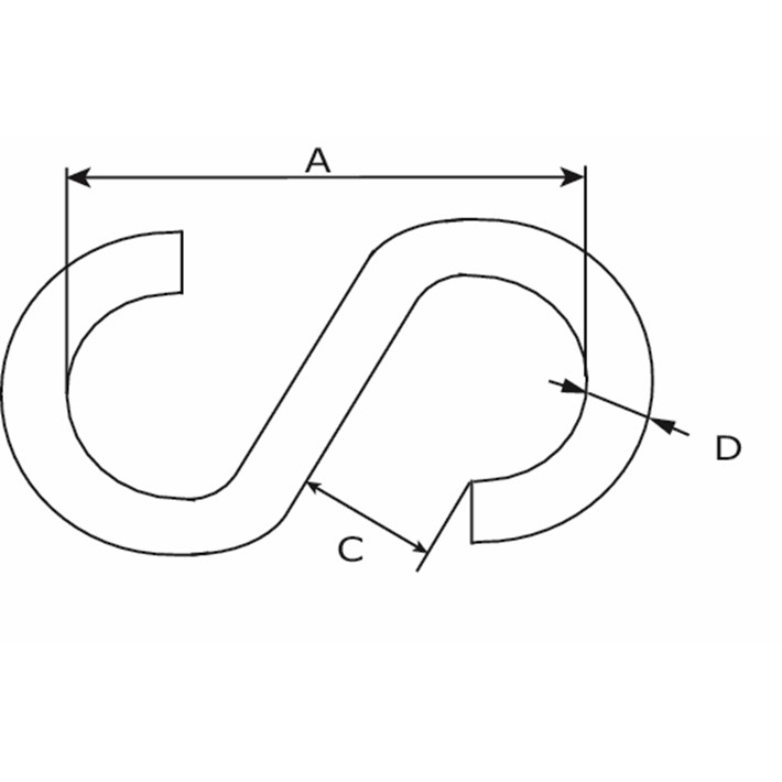 Lijntekening DX S-haak