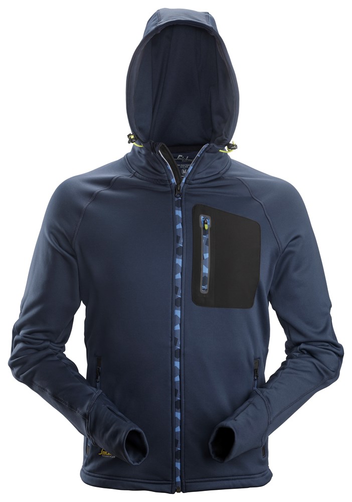 FLEXIWORK, STRETCH FLEECE HOODIE, DONKER BLAUW - ZWART (9504), XL