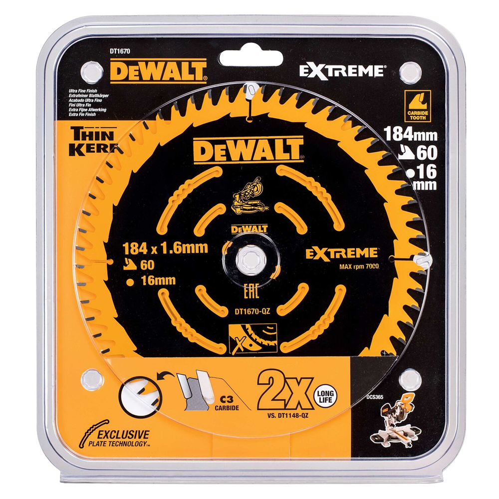 DeWalt DT1670-QZ Elite Circular Saw Blade  184mm x 16mm 60T