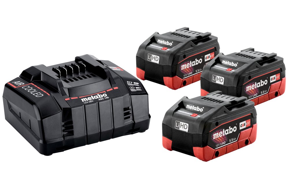 Metabo 18V accu + snellader 5,5Ah LiHD (set 3x) | Van der Hoek